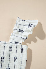 Load image into Gallery viewer, Online Black Bow Print Smocked Square Neck Ruffle Tiered Maxi Dress
