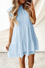 Load image into Gallery viewer, Sky Blue Swiss Dot Layered Mini Dress

