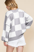 Load image into Gallery viewer, Online Rose Checkered Bishop Sleeve Sweater
