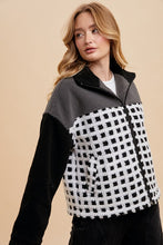 Load image into Gallery viewer, Online Annie Wear Plaid Zip Up Drop Shoulder Sherpa Jacket
