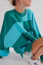 Load image into Gallery viewer, Online Green Checkered Side Slits Drop Shoulder Oversized Sweater
