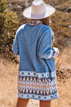 Load image into Gallery viewer, Online Orange Printed Aztec Print Open Front Knitted Cardigan
