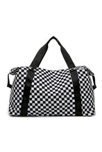 Load image into Gallery viewer, Online Black Checkered Print Large Capacity Tote Bag
