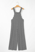 Load image into Gallery viewer, Online Black Checkered Print Pocketed Wide Leg Jumpsuit
