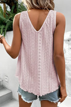 Load image into Gallery viewer, Apricot Pink Lace Crochet Splicing V Neck Loose Fit Tank Top
