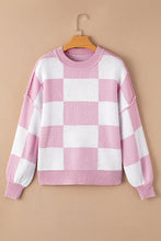 Load image into Gallery viewer, Online Rose Checkered Bishop Sleeve Sweater
