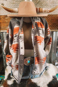 Online Multicolour Western Aztec Snap Buttoned Fleece Jacket