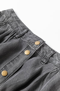 Online Dark Grey Fully Buttoned Long Denim Skirt