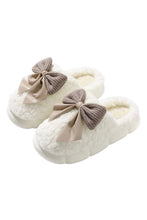 Load image into Gallery viewer, Online Camel Contrast Bowknot Applique Plush Winter Slippers (Bow Colors May Differ by Batch)
