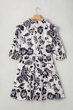 Load image into Gallery viewer, Online Black Floral Print Tiered Frilled Half Sleeve Plus Size Mini Dress
