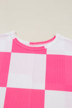 Load image into Gallery viewer, Online White Textured Checkerboard Round Neck Plus Size T Shirt
