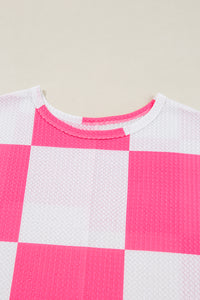 Online White Textured Checkerboard Round Neck Plus Size T Shirt