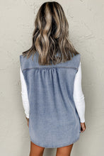 Load image into Gallery viewer, Online Beau Blue Denim Flap Pocket Curved Hem Shirt Vest
