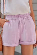 Load image into Gallery viewer, Violet Cuffed Leg Opening Paper-bag Waist Casual Shorts
