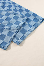 Load image into Gallery viewer, Online Dusk Blue Plus Size Checkered Seamed High Waist Wide Leg Jeans
