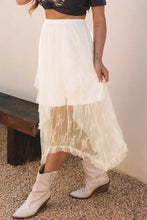 Load image into Gallery viewer, &quot;WAITLIST&quot; Beige Lace Cascading Tiered High Waist Maxi Skirt
