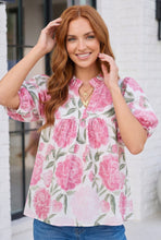 Load image into Gallery viewer, Floral Print Puff Sleeve Babydoll Blouse
