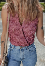 Load image into Gallery viewer, Heather Floral Textured V Neck Wrapped Sleeveless Bodysuit
