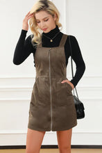 Load image into Gallery viewer, Brown O-ring Zip Up Pocketed Corduroy Dress
