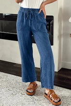 Load image into Gallery viewer, Sail Blue Mineral Wash Drawstring Waist Loose Straight Denim Pants
