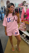 Load image into Gallery viewer, Light Pink USA Patriotic Sequin Set
