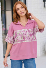 Load image into Gallery viewer, Pink Floral Panel Collared Top
