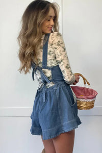 "WAITLIST" Sky Blue Buckle Straps Bib Style Drawstring Tied Ba