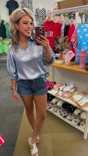 Load image into Gallery viewer, Blue Metallic Blouse
