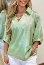 Load image into Gallery viewer, Green Metallic Blouse
