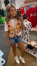 Load image into Gallery viewer, Floral Embroidered Tie Front Vest
