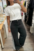 Load image into Gallery viewer, &quot;WAITLIST&quot; White Rhinestone Bow Embellished Round Neck Tee
