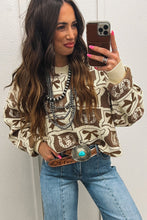 Load image into Gallery viewer, Brown Bows &amp; Horseshoes Pattern Western Fashion Print Sweater
