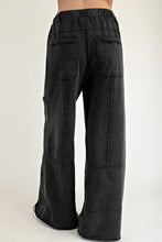Load image into Gallery viewer, &quot;WAITLIST&quot; Black Mineral Wash Exposed Seam Drawstring High Waist Wide Leg Cargo
