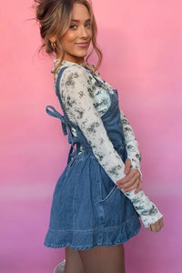 "WAITLIST" Sky Blue Buckle Straps Bib Style Drawstring Tied Ba