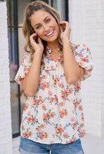 Load image into Gallery viewer, Ivory Floral Puff Sleeve Babydoll Blouse
