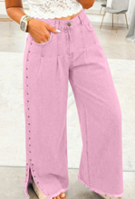 Load image into Gallery viewer, Pink Beaded Side Split Loose Jeans
