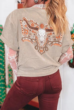 Load image into Gallery viewer, &quot;WAITLIST&quot; Smoke Gray Mineral Wash Floral Steer Head Printed Back Western Fashion Tee
