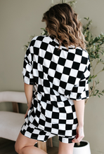 Load image into Gallery viewer, Black Checkerboard Print V Neck Set
