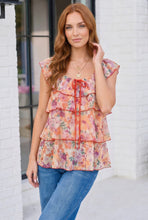 Load image into Gallery viewer, Floral Tiered Ruffle Chiffon Top
