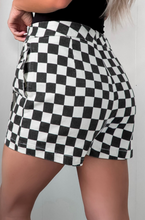 Load image into Gallery viewer, Checkered Print Denim Skort
