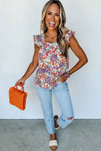 Load image into Gallery viewer, &quot;WAITLIST&quot; Rose Red Floral Square Neck Flutter Tank Top
