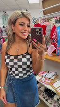 Load image into Gallery viewer, Black Sheer Checkered Print Spaghetti Top
