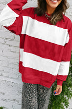 Load image into Gallery viewer, Fiery Red Colorblock Drop Shoulder Baggy Sweatshirt
