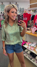 Load image into Gallery viewer, Green Metallic Blouse
