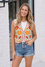 Load image into Gallery viewer, Floral Embroidered Tie Front Vest
