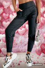 Load image into Gallery viewer, Black Exposed Seam High Waist Pocketed Joggers
