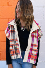 Load image into Gallery viewer, Rose Sherpa Plaid Jacket Vest
