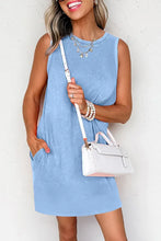 Load image into Gallery viewer, &quot;WAITLIST&quot; Beau Blue Mineral Wash Tank Mini Dress with Pockets
