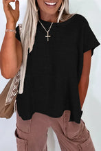 Load image into Gallery viewer, Black Solid Color Sweater Tee with Side Slits
