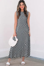 Load image into Gallery viewer, Multicolour Leopard Checkered Double Printed Reversible Sleeveless Long Dress
